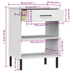 Console Cabinet White Solid pine wood, metal