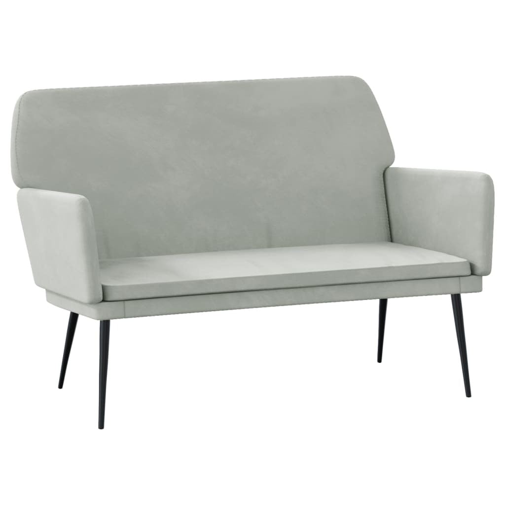 Bench Light grey Velvet, Metal, Plywood 2-Seater Loveseat Bench