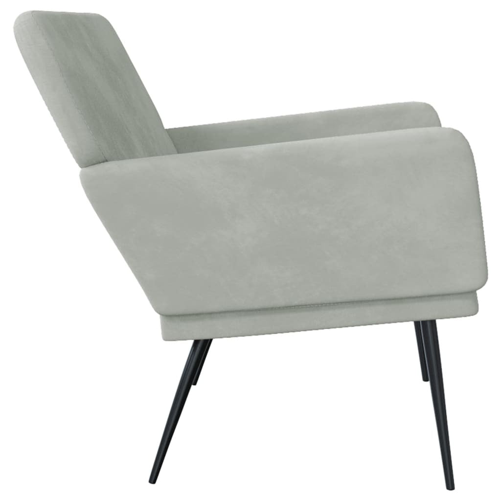 Bench Light grey Velvet, Metal, Plywood 2-Seater Loveseat Bench