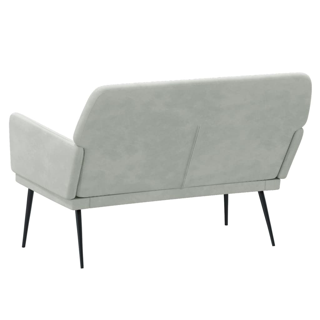 Bench Light grey Velvet, Metal, Plywood 2-Seater Loveseat Bench