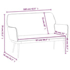 Bench Light grey Velvet, Metal, Plywood 2-Seater Loveseat Bench