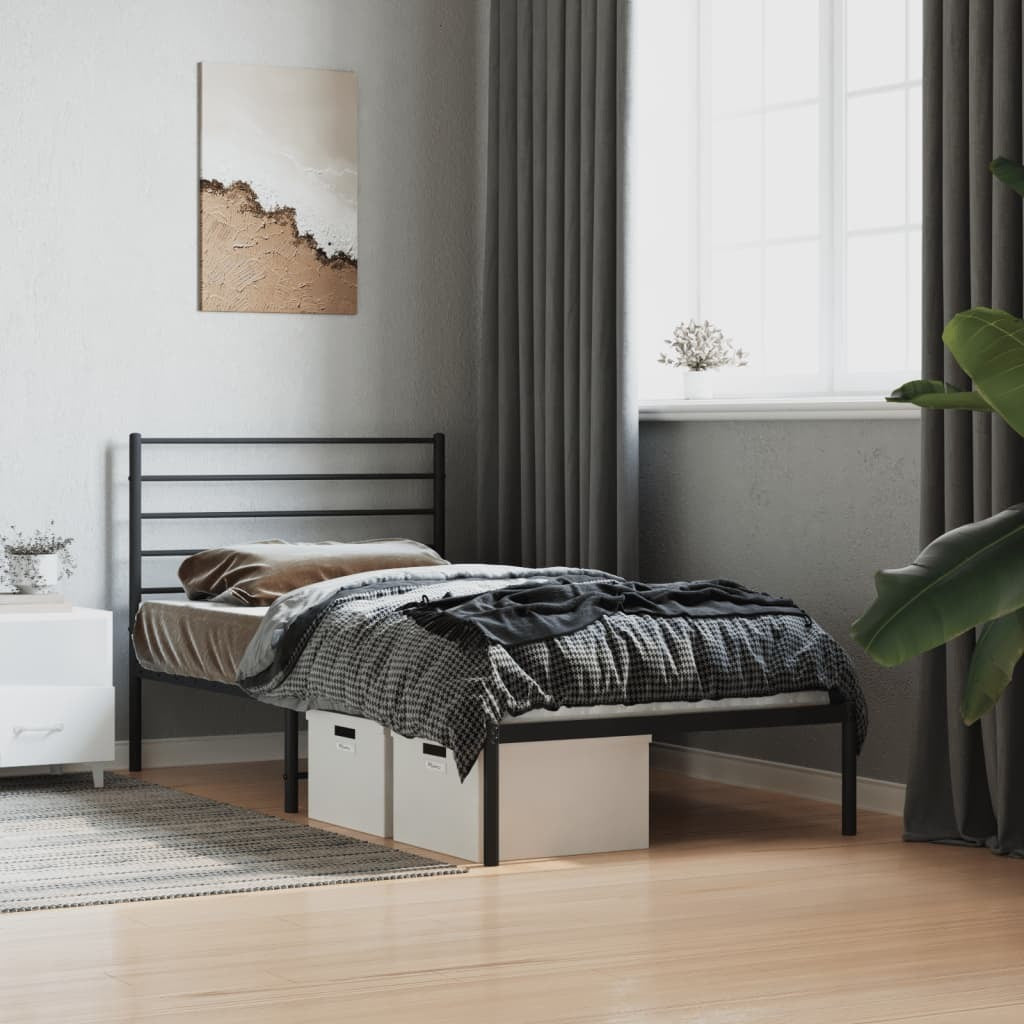 Bed Frame Black Powder-coated steel Twin Bed Frame Rectangular