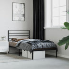 Bed Frame Black Powder-Coated Steel Single Bed Frame