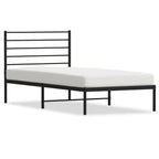 Bed Frame Black Powder-Coated Steel Single Bed Frame