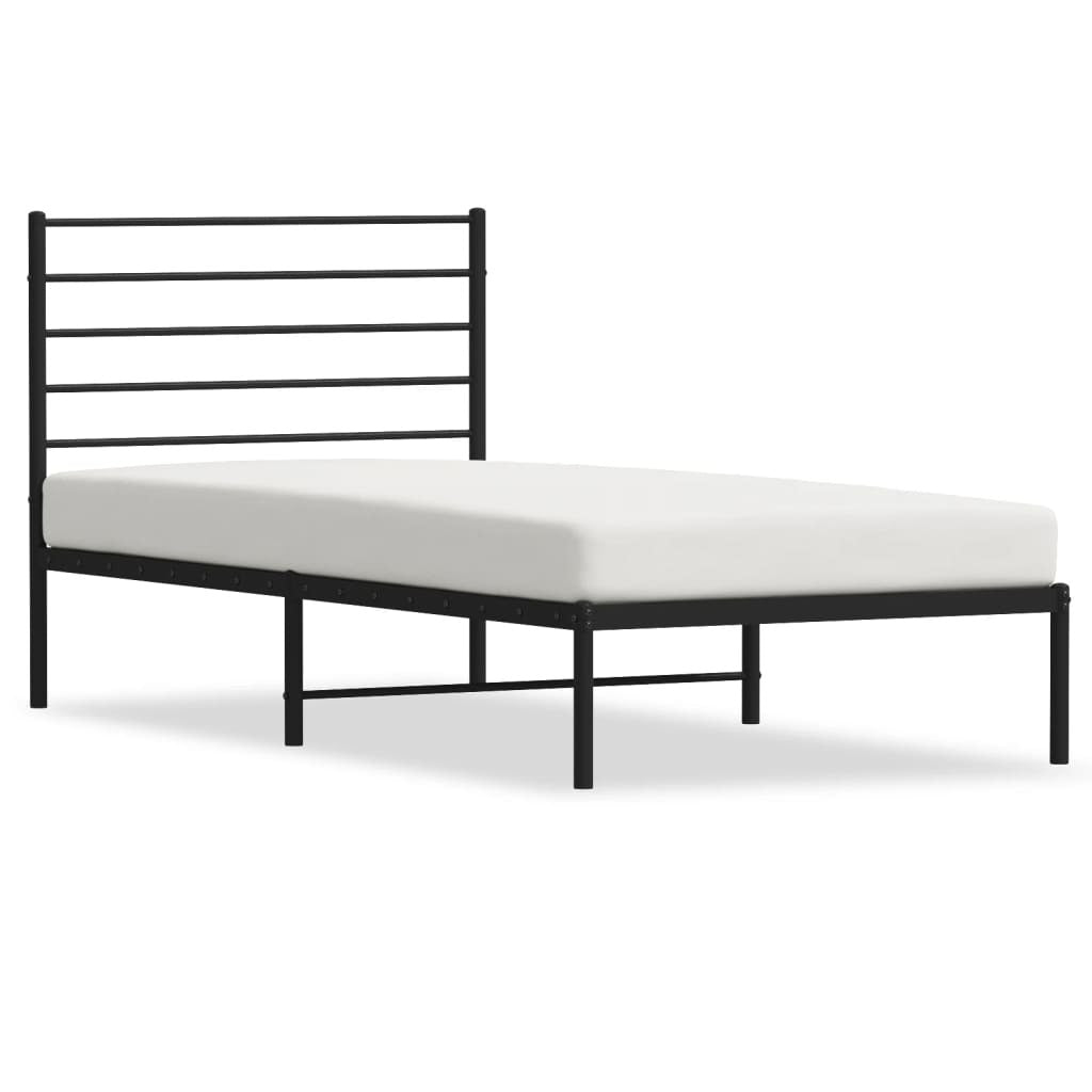 Bed Frame Black Powder-Coated Steel Single Bed Frame