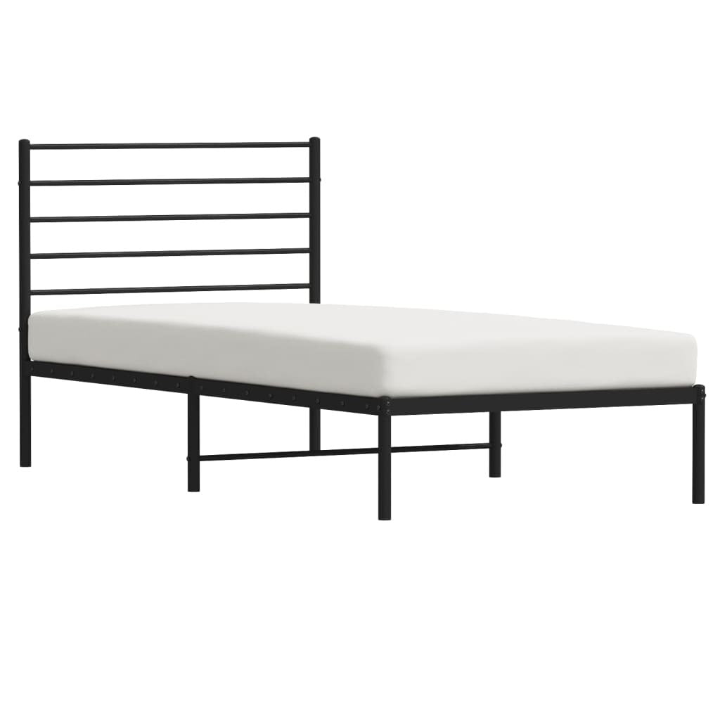 Bed Frame Black Powder-Coated Steel Single Bed Frame