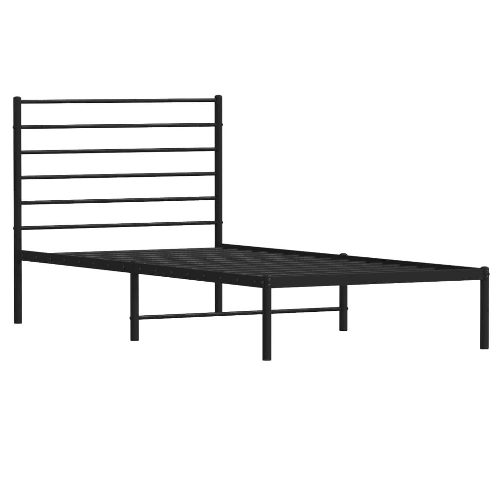 Bed Frame Black Powder-Coated Steel Single Bed Frame