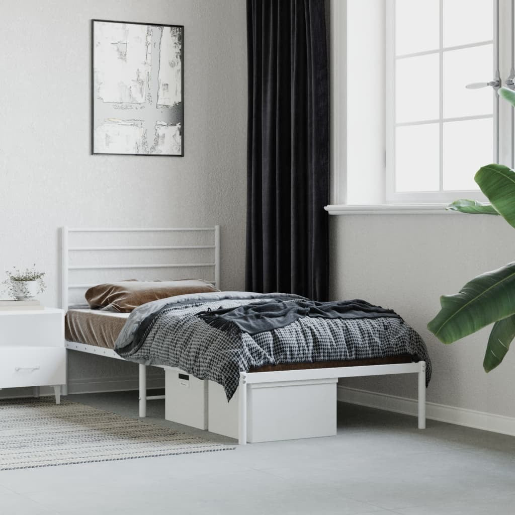Bed Frame White Steel Twin Bed Frame Rectangular Traditional