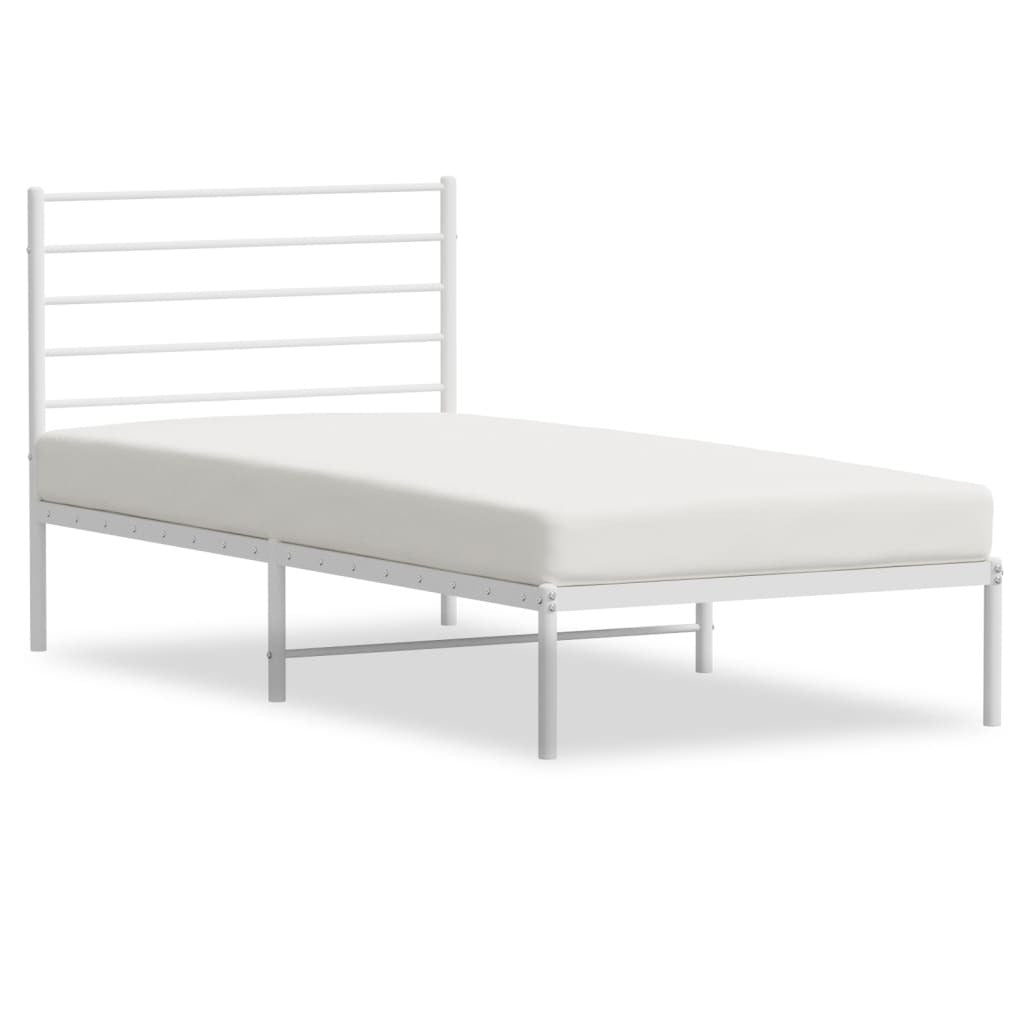 Bed Frame White Steel Twin Bed Frame Rectangular Traditional