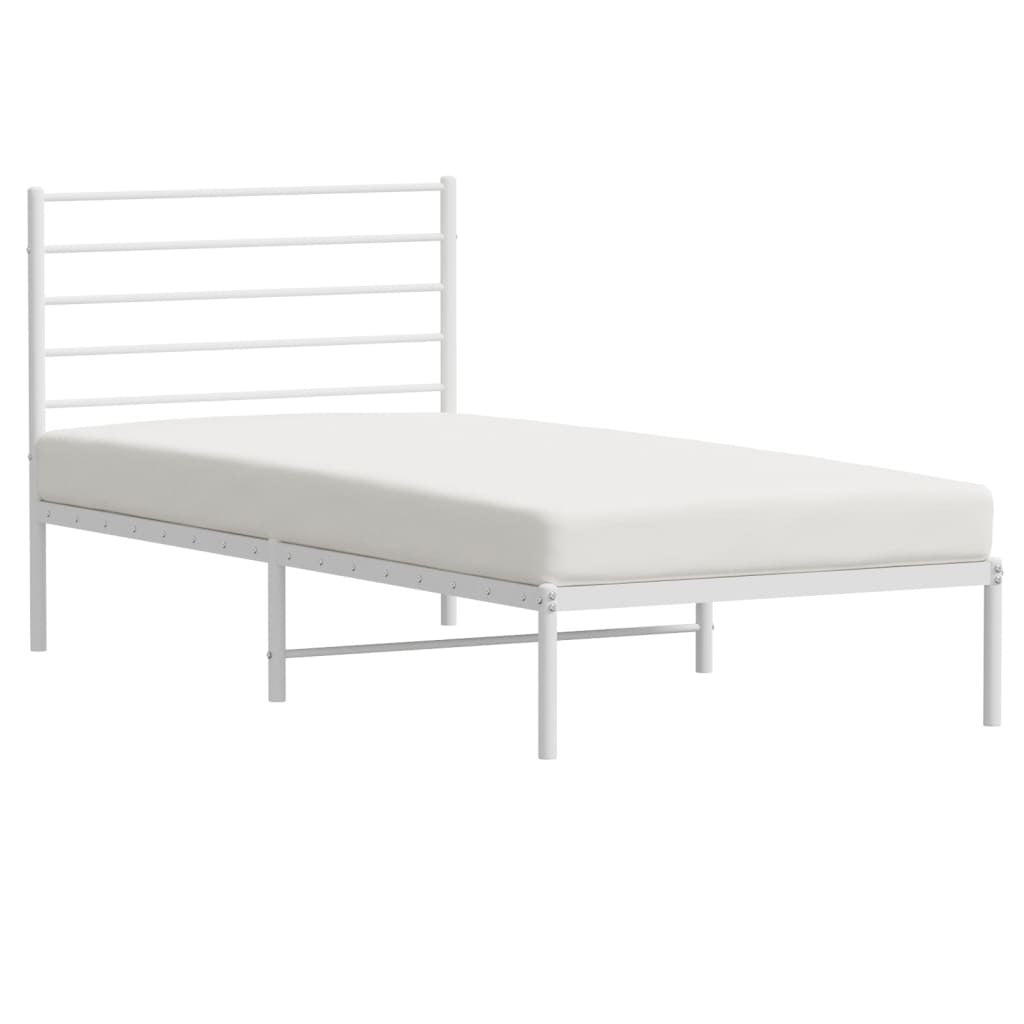Bed Frame White Steel Twin Bed Frame Rectangular Traditional
