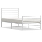 Bed Frame White Powder-Coated Steel Twin Bed Frame Rectangular