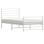 Bed Frame White Powder-Coated Steel Twin Bed Frame Rectangular