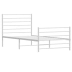 Bed Frame White Powder-Coated Steel Twin Bed Frame Rectangular