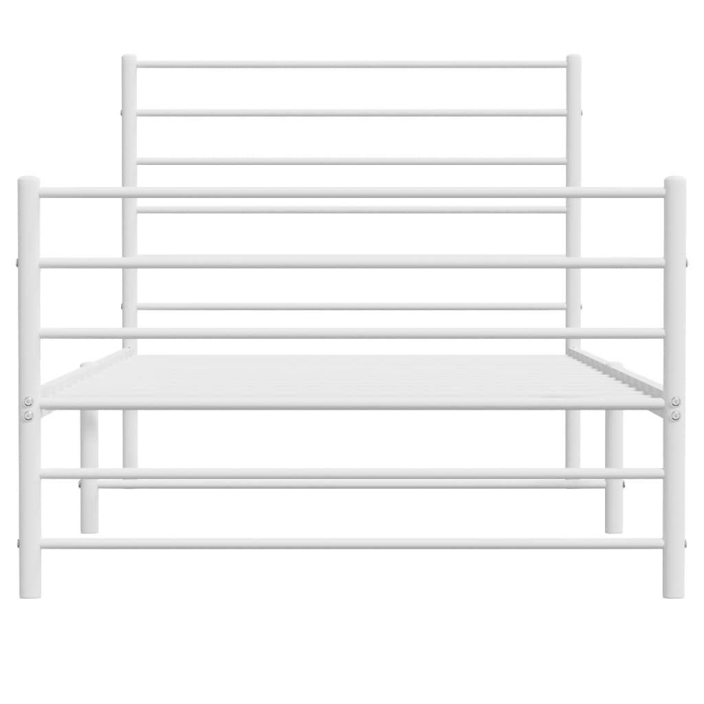 Bed Frame White Powder-Coated Steel Twin Bed Frame Rectangular
