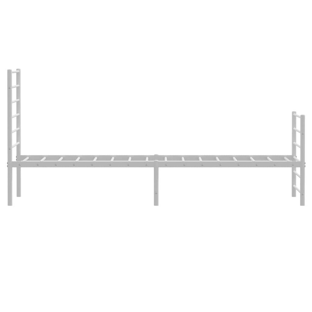 Bed Frame White Powder-Coated Steel Twin Bed Frame Rectangular