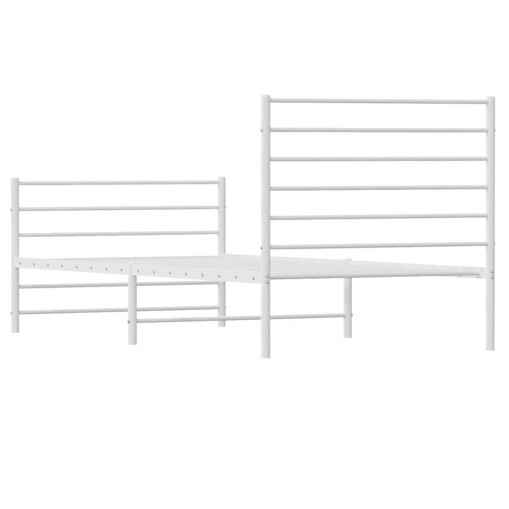 Bed Frame White Powder-Coated Steel Twin Bed Frame Rectangular