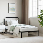 Bed Frame Black Powder-Coated Steel 39.4x78.7 in Bed Frame