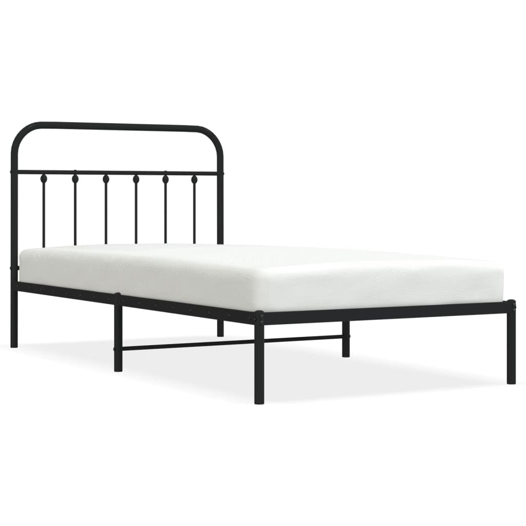 Bed Frame Black Powder-Coated Steel 39.4x78.7 in Bed Frame