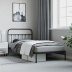 Bed Frame Black Powder-Coated Steel 39.4x78.7 in Bed Frame