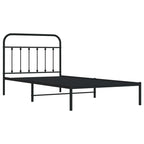 Bed Frame Black Powder-Coated Steel 39.4x78.7 in Bed Frame