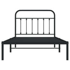 Bed Frame Black Powder-Coated Steel 39.4x78.7 in Bed Frame