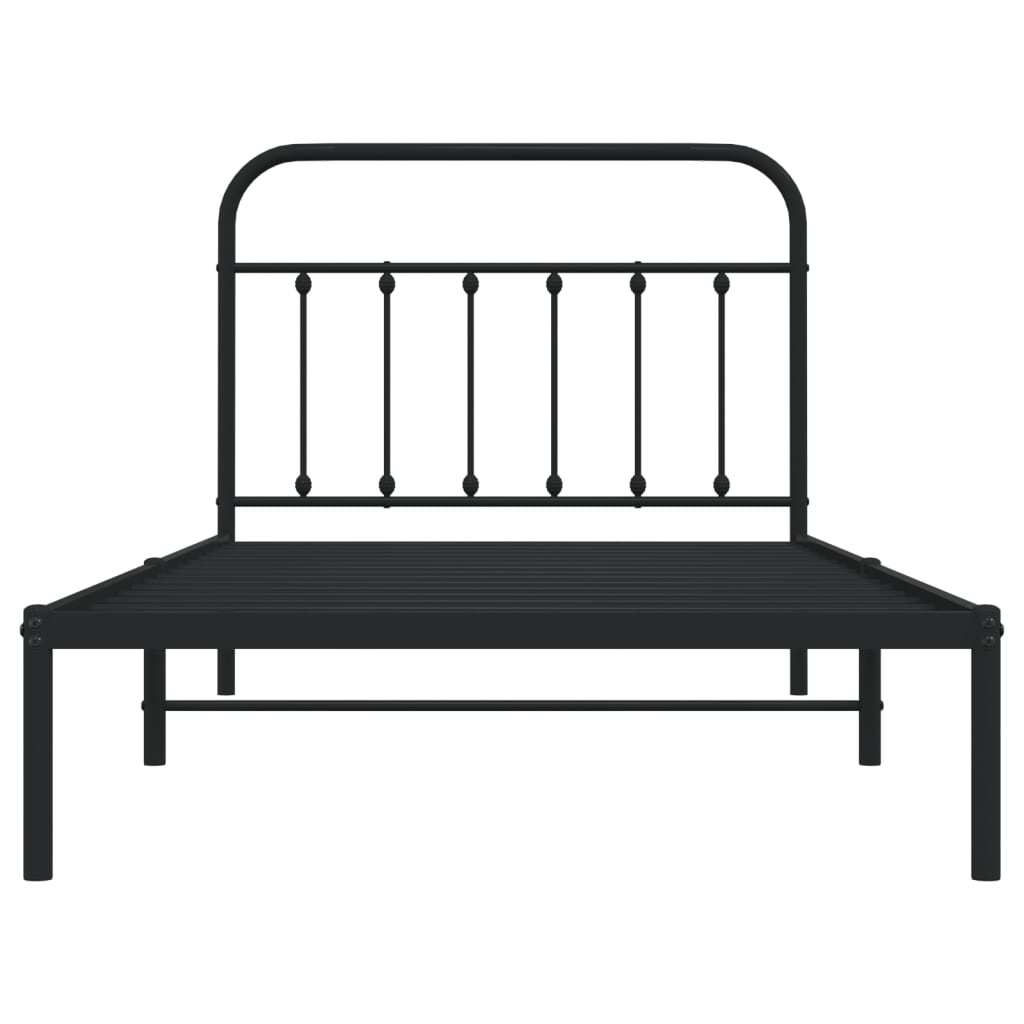 Bed Frame Black Powder-Coated Steel 39.4x78.7 in Bed Frame