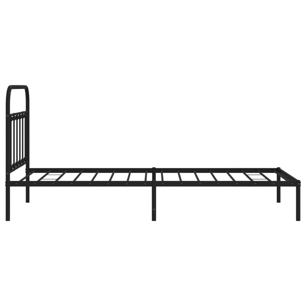 Bed Frame Black Powder-Coated Steel 39.4x78.7 in Bed Frame