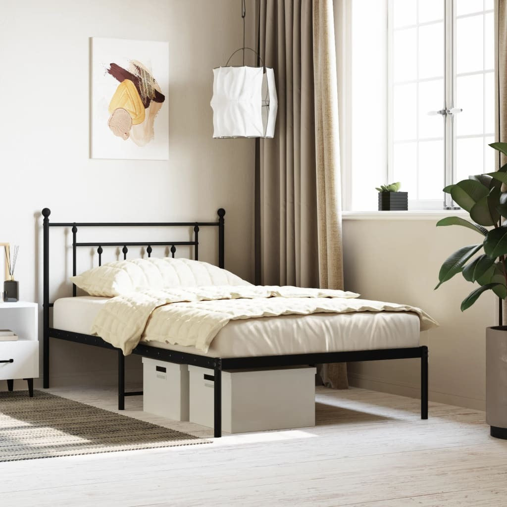 Bed Frame Black Steel Twin Bed Frame Rectangular Industrial