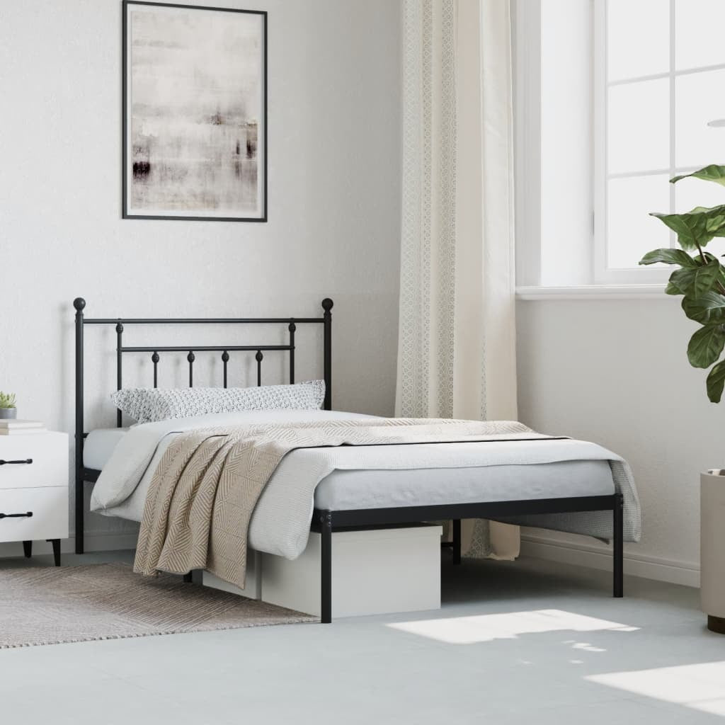 Bed Frame Black Steel Twin Bed Frame Rectangular Industrial