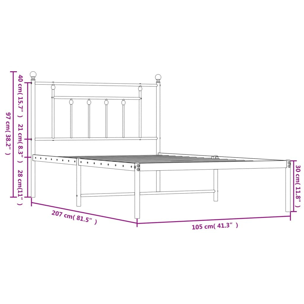 Bed Frame Black Steel Twin Bed Frame Rectangular Industrial