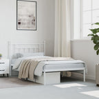 Bed Frame White Powder-Coated Steel Single Bed Frame