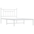 Bed Frame White Powder-Coated Steel Single Bed Frame