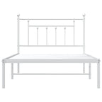 Bed Frame White Powder-Coated Steel Single Bed Frame