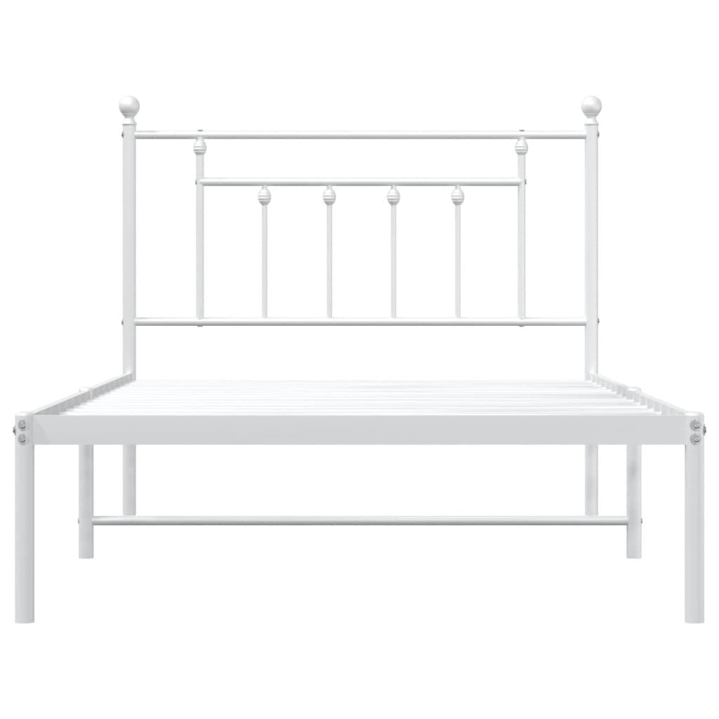 Bed Frame White Powder-Coated Steel Single Bed Frame