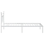 Bed Frame White Powder-Coated Steel Single Bed Frame