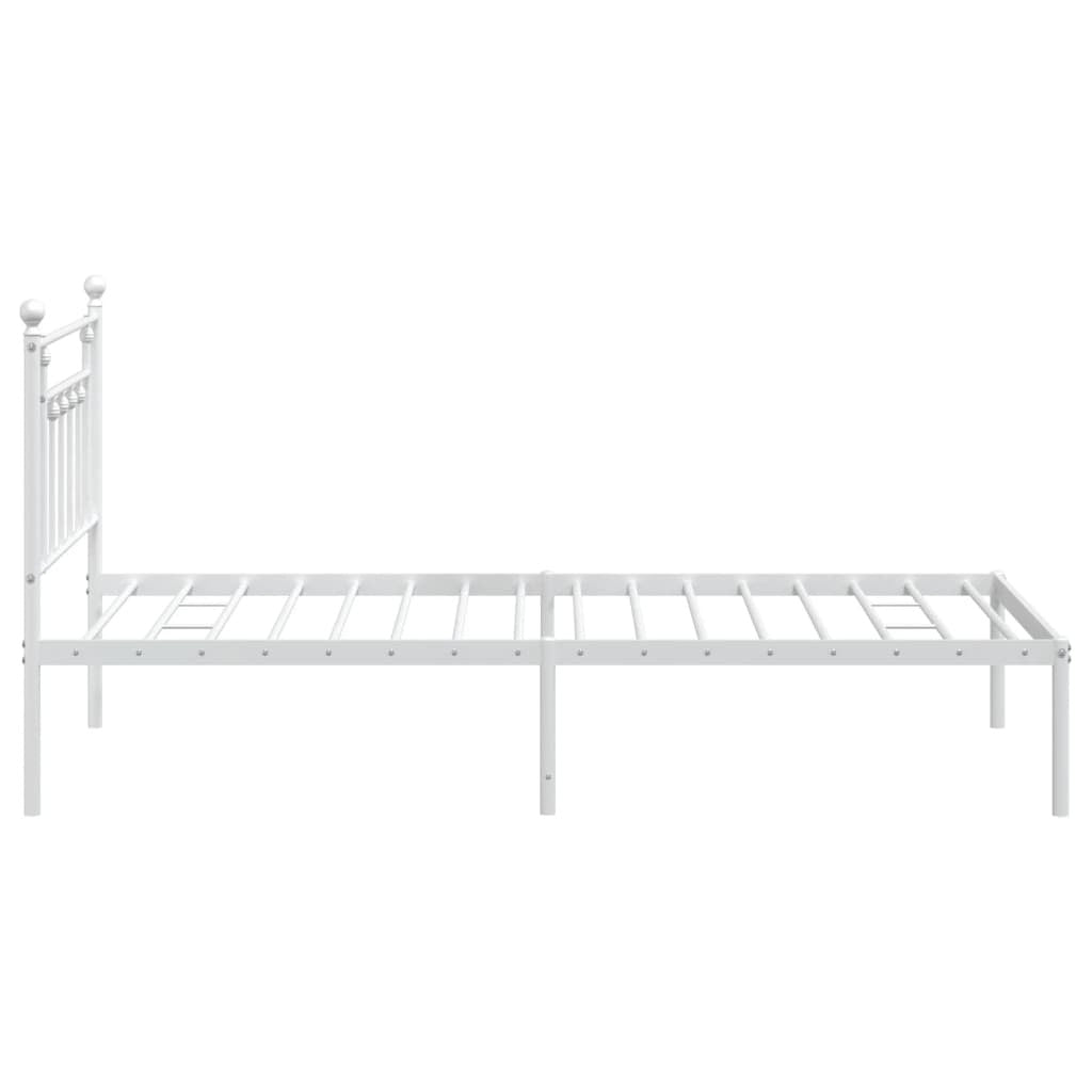 Bed Frame White Powder-Coated Steel Single Bed Frame