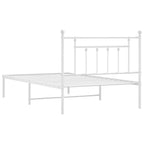 Bed Frame White Powder-Coated Steel Single Bed Frame