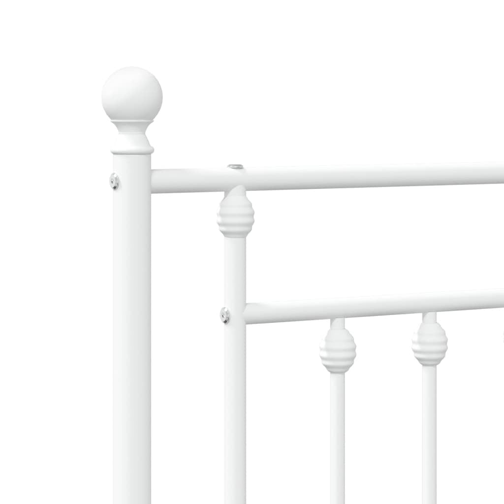 Bed Frame White Powder-Coated Steel Single Bed Frame