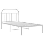 Bed Frame White Powder-Coated Steel Twin Bed Frame Rectangular