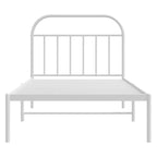 Bed Frame White Powder-Coated Steel Twin Bed Frame Rectangular