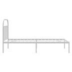 Bed Frame White Powder-Coated Steel Twin Bed Frame Rectangular