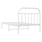 Bed Frame White Powder-Coated Steel Twin Bed Frame Rectangular