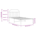 Bed Frame White Powder-Coated Steel Twin Bed Frame Rectangular