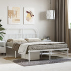Bed Frame White Powder-coated steel Queen Bed Frame Rectangular