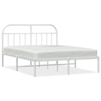 Bed Frame White Powder-coated steel Queen Bed Frame Rectangular