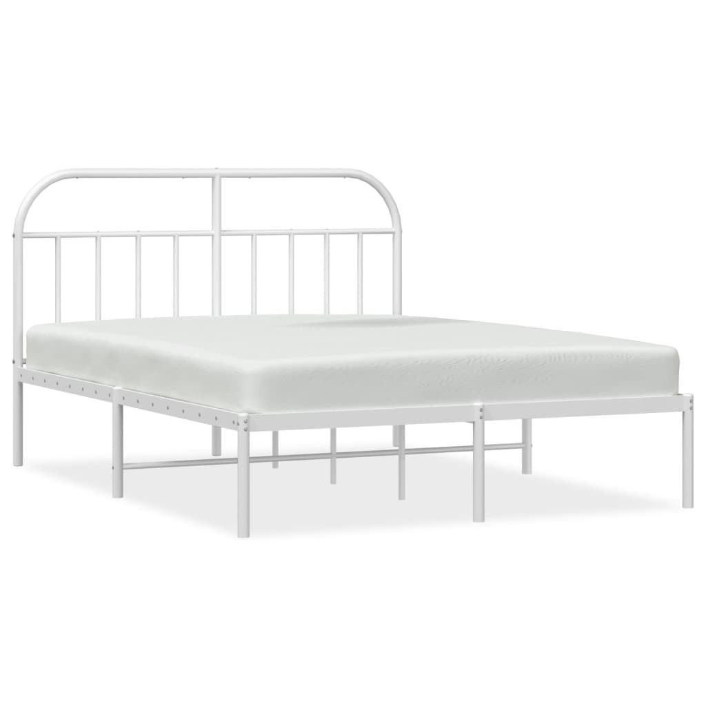Bed Frame White Powder-coated steel Queen Bed Frame Rectangular