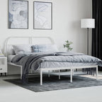 Bed Frame White Powder-coated steel Queen Bed Frame Rectangular