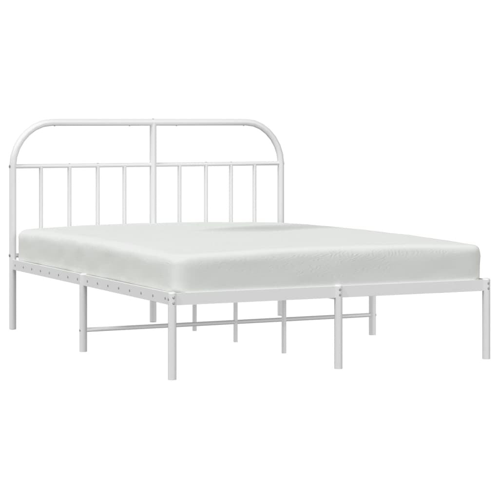 Bed Frame White Powder-coated steel Queen Bed Frame Rectangular
