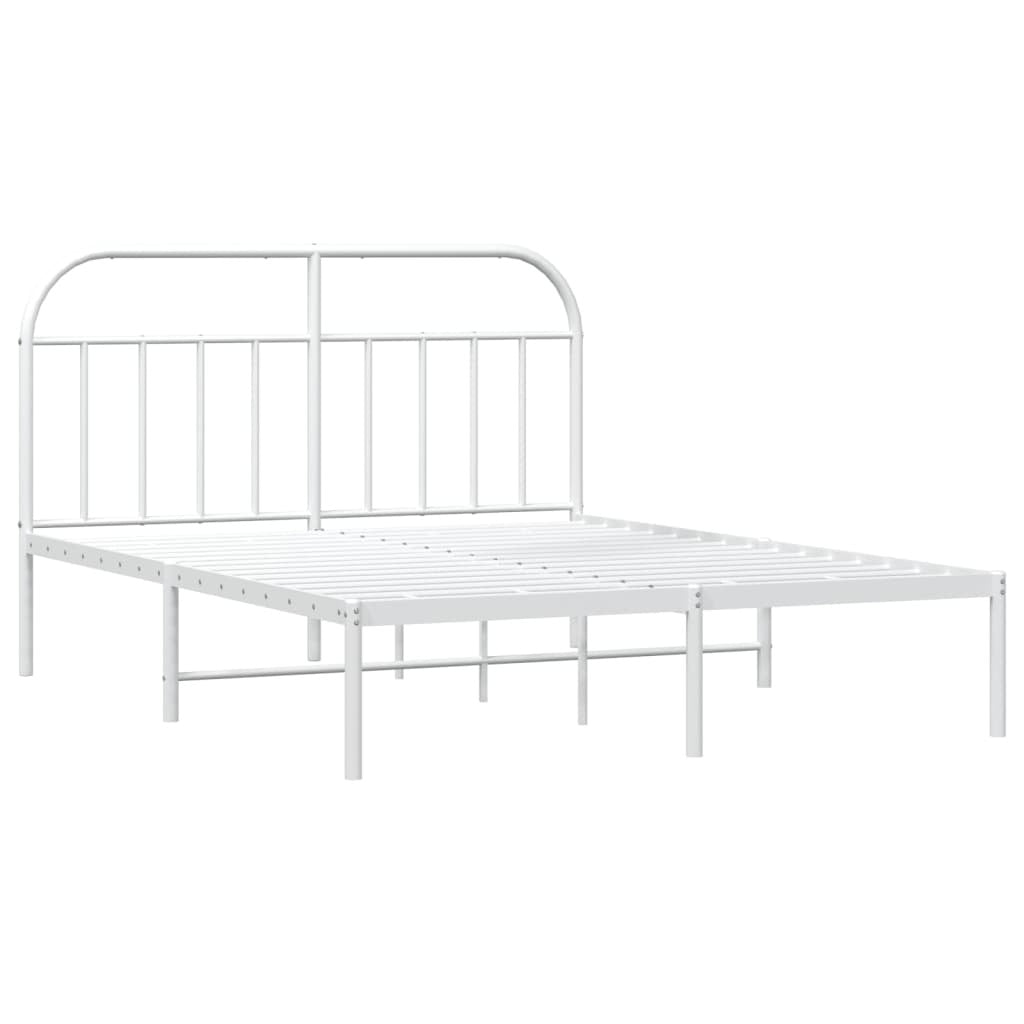 Bed Frame White Powder-coated steel Queen Bed Frame Rectangular