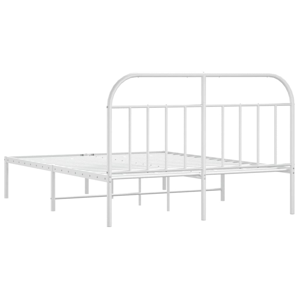 Bed Frame White Powder-coated steel Queen Bed Frame Rectangular